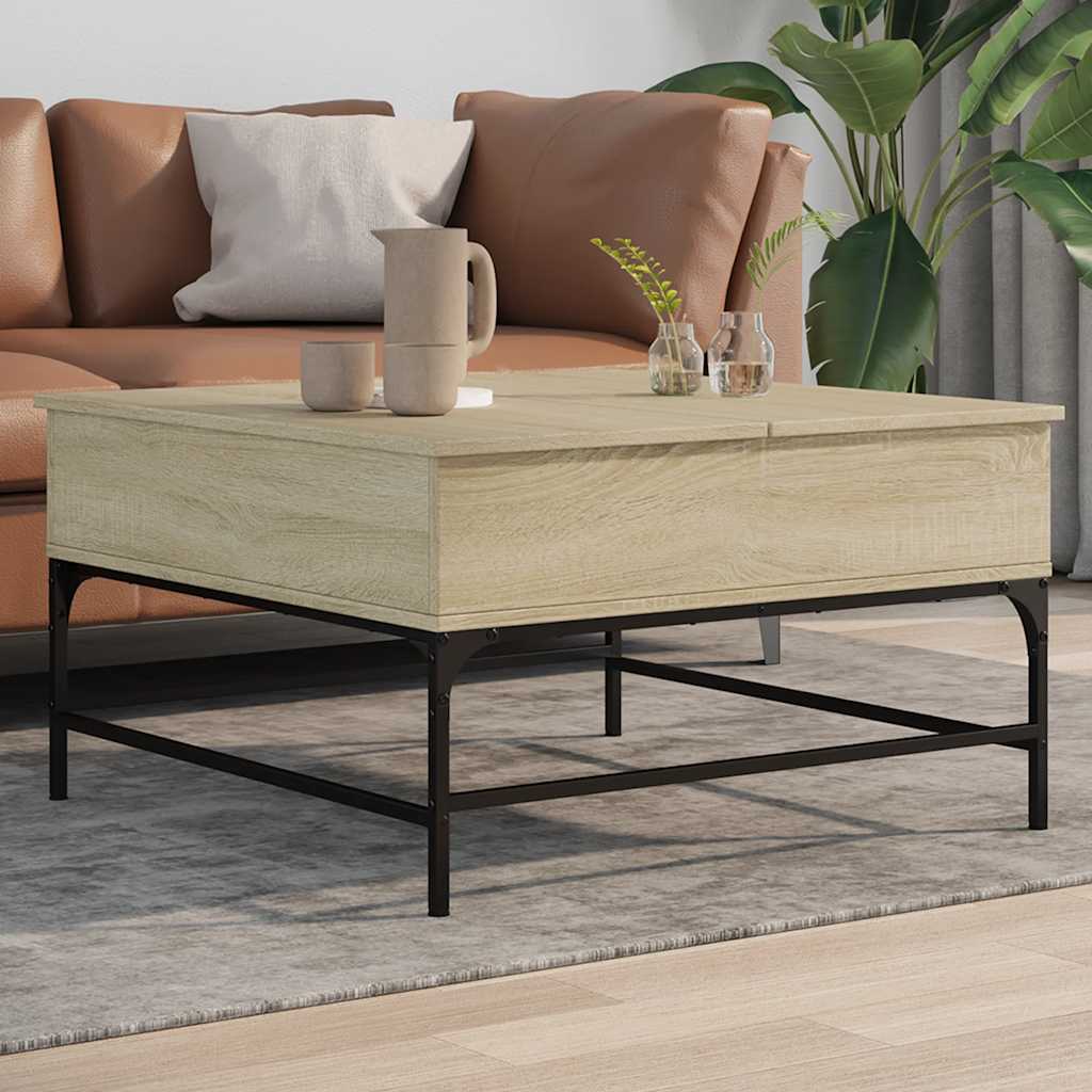 Table basse chêne sonoma 80x80x45 cm bois d'ingénierie et métal - XIOS