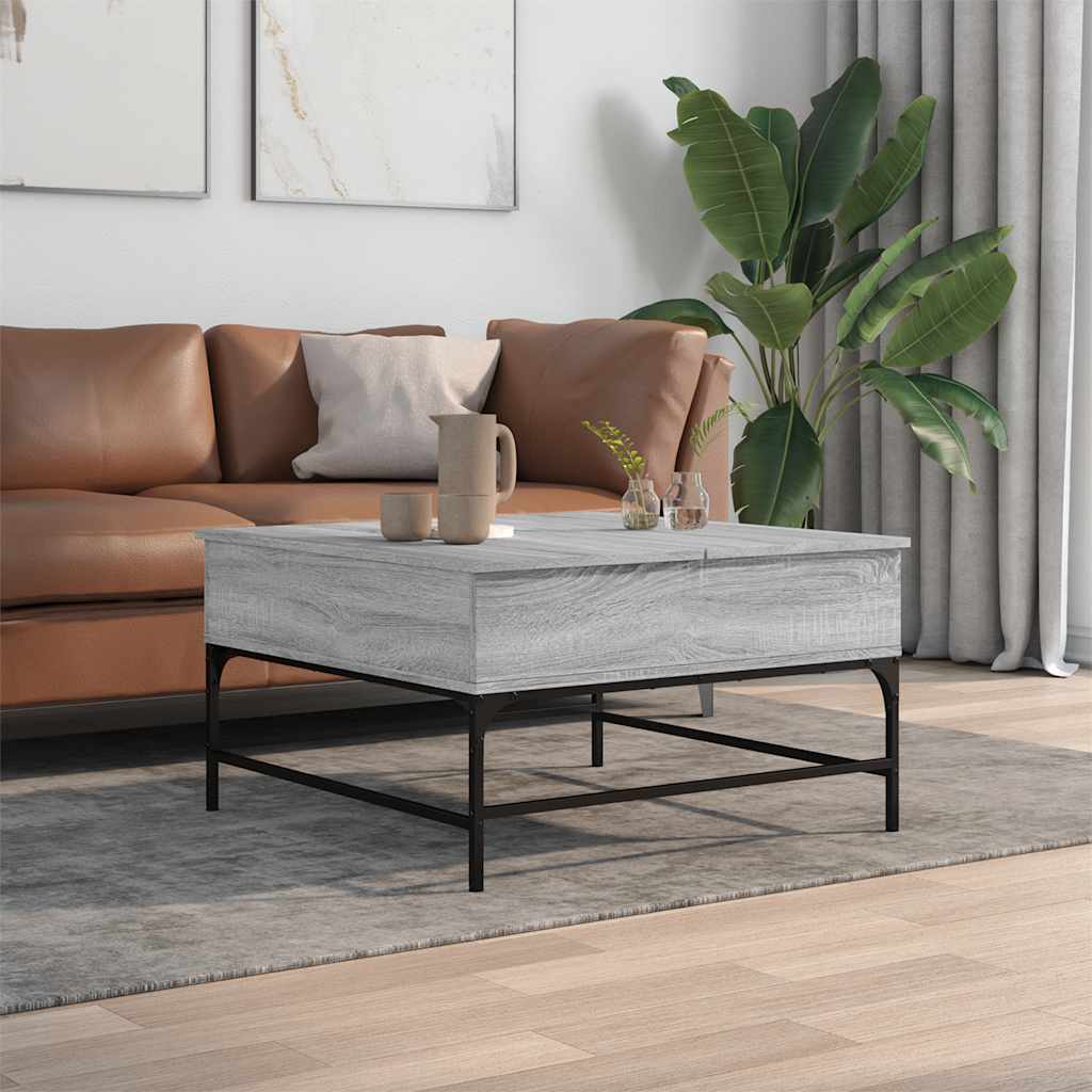 Table basse sonoma gris 80x80x45 cm bois d'ingénierie et métal - XIOS