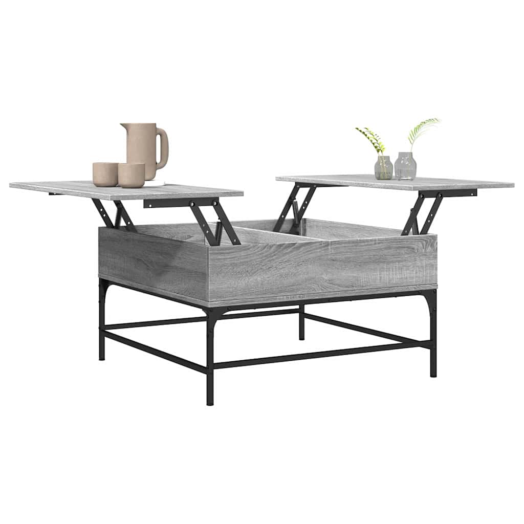 Table basse sonoma gris 80x80x45 cm bois d'ingénierie et métal - XIOS