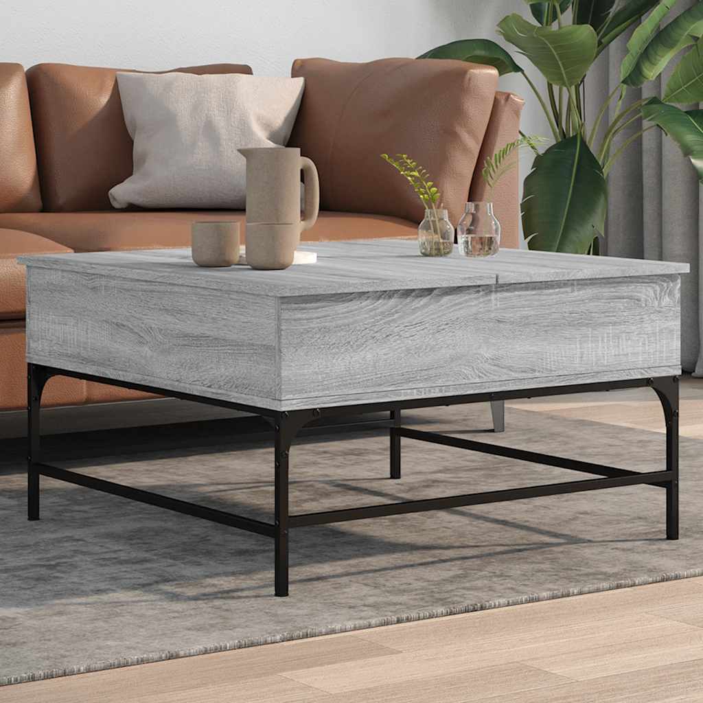 Table basse sonoma gris 80x80x45 cm bois d'ingénierie et métal - XIOS