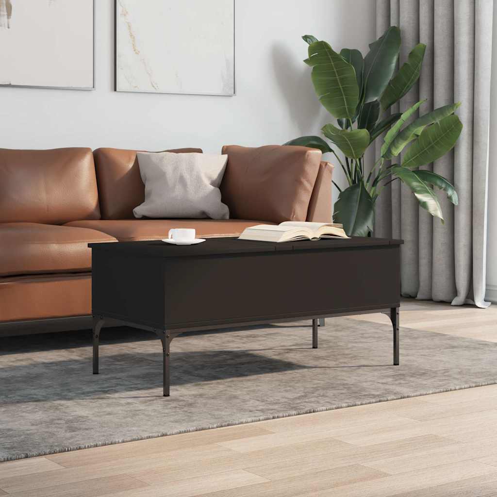 Table basse noir 100x50x45 cm bois d'ingénierie et métal - XIOS