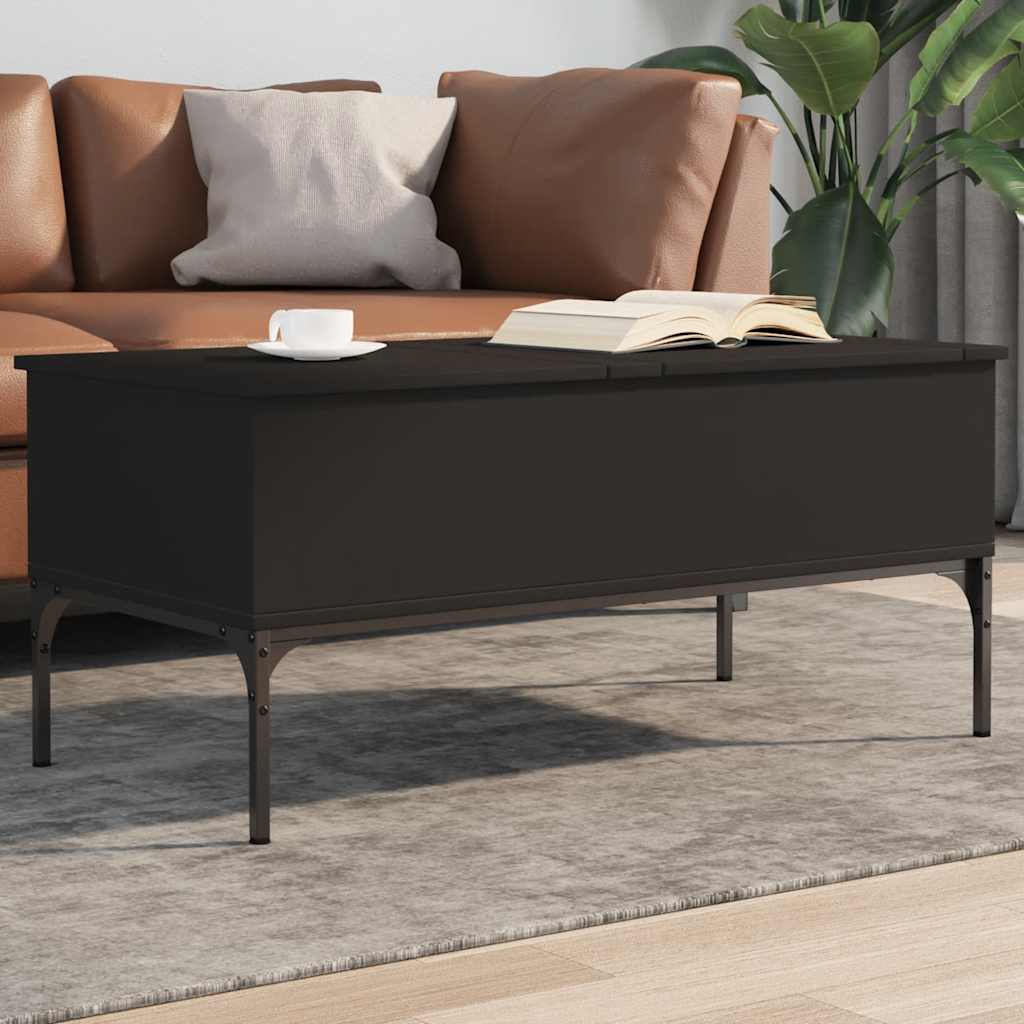 Table basse noir 100x50x45 cm bois d'ingénierie et métal - XIOS