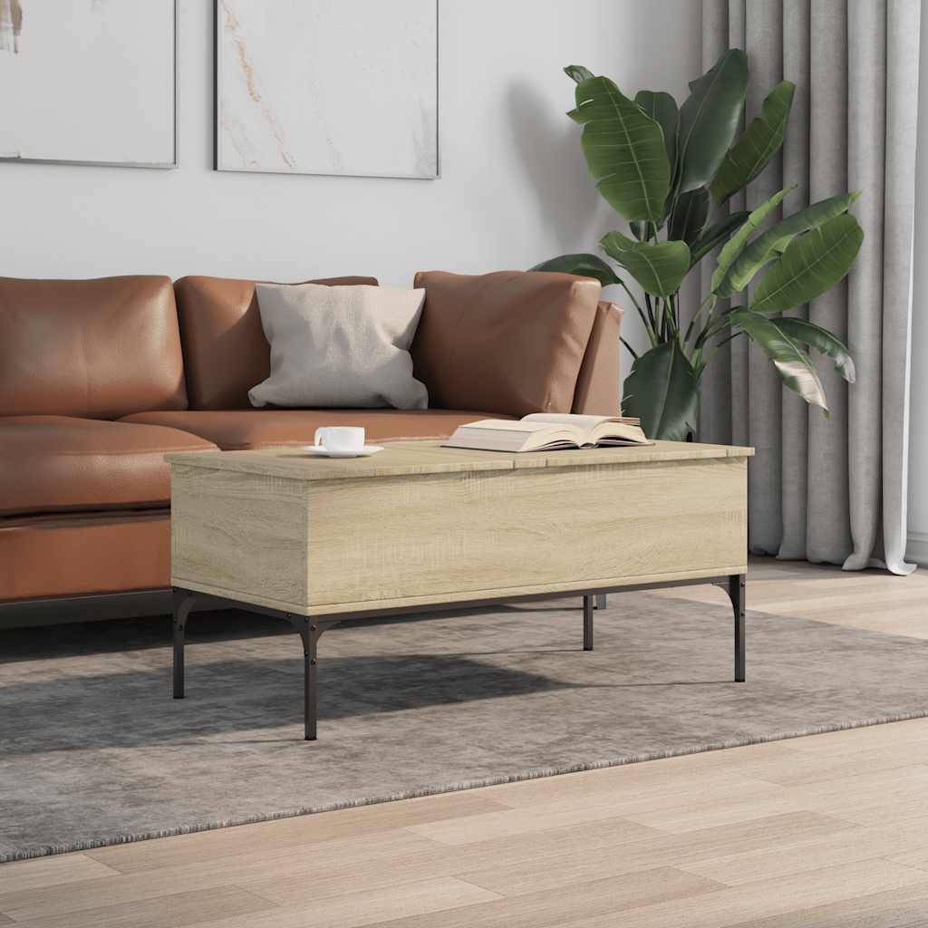 Table basse chêne sonoma 100x50x45cm bois d'ingénierie et métal - XIOS