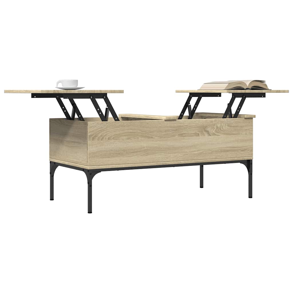 Table basse chêne sonoma 100x50x45cm bois d'ingénierie et métal - XIOS