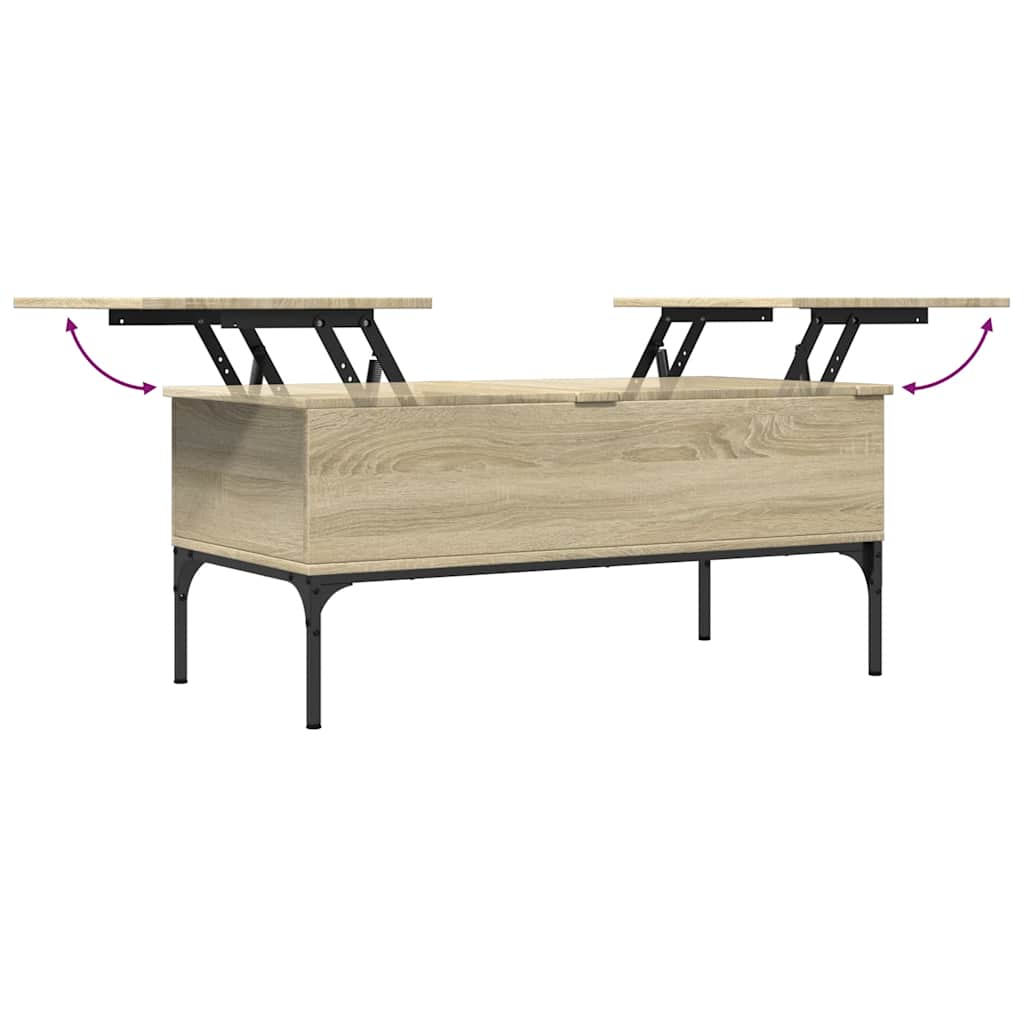 Table basse chêne sonoma 100x50x45cm bois d'ingénierie et métal - XIOS