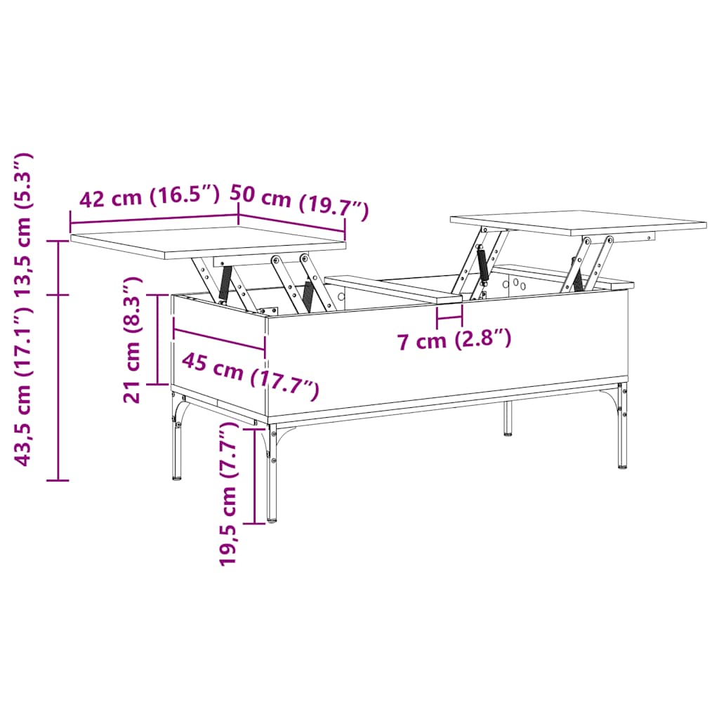 Table basse chêne sonoma 100x50x45cm bois d'ingénierie et métal - XIOS