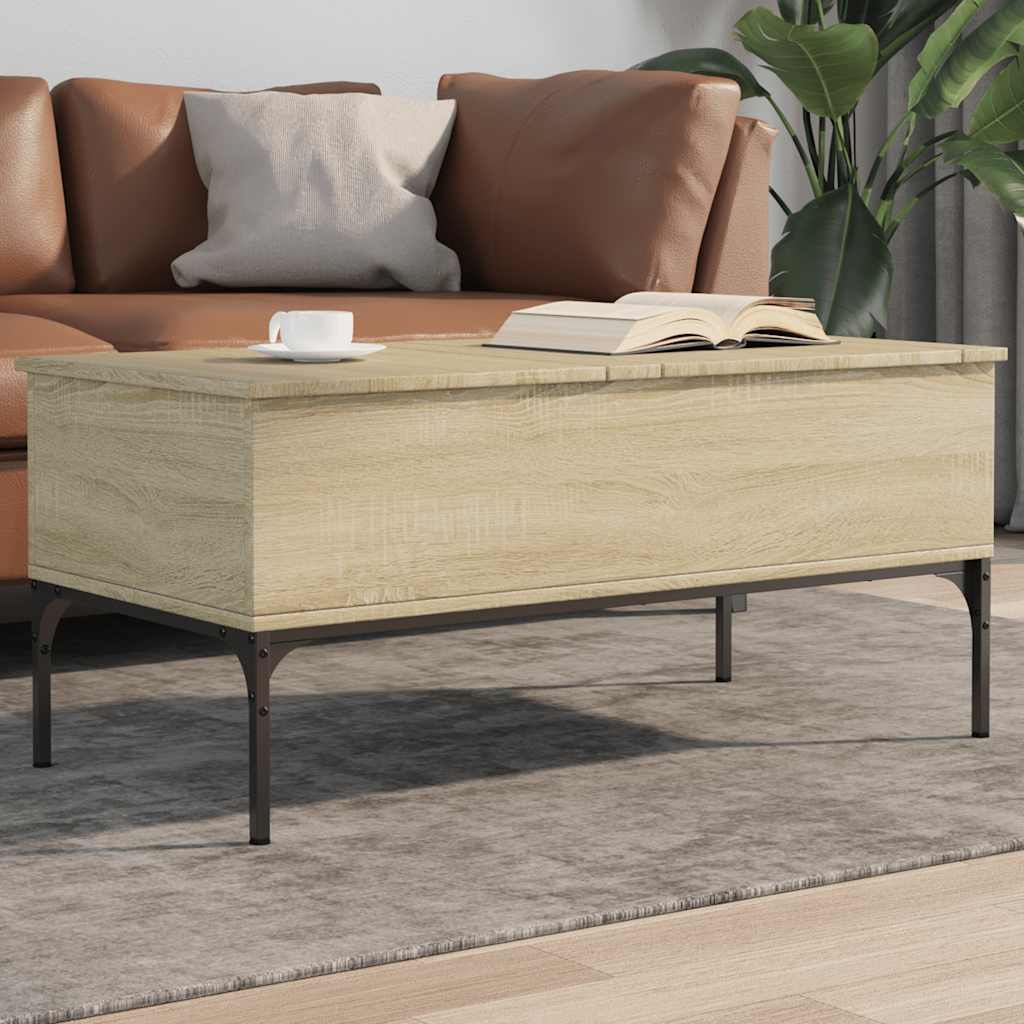 Table basse chêne sonoma 100x50x45cm bois d'ingénierie et métal - XIOS