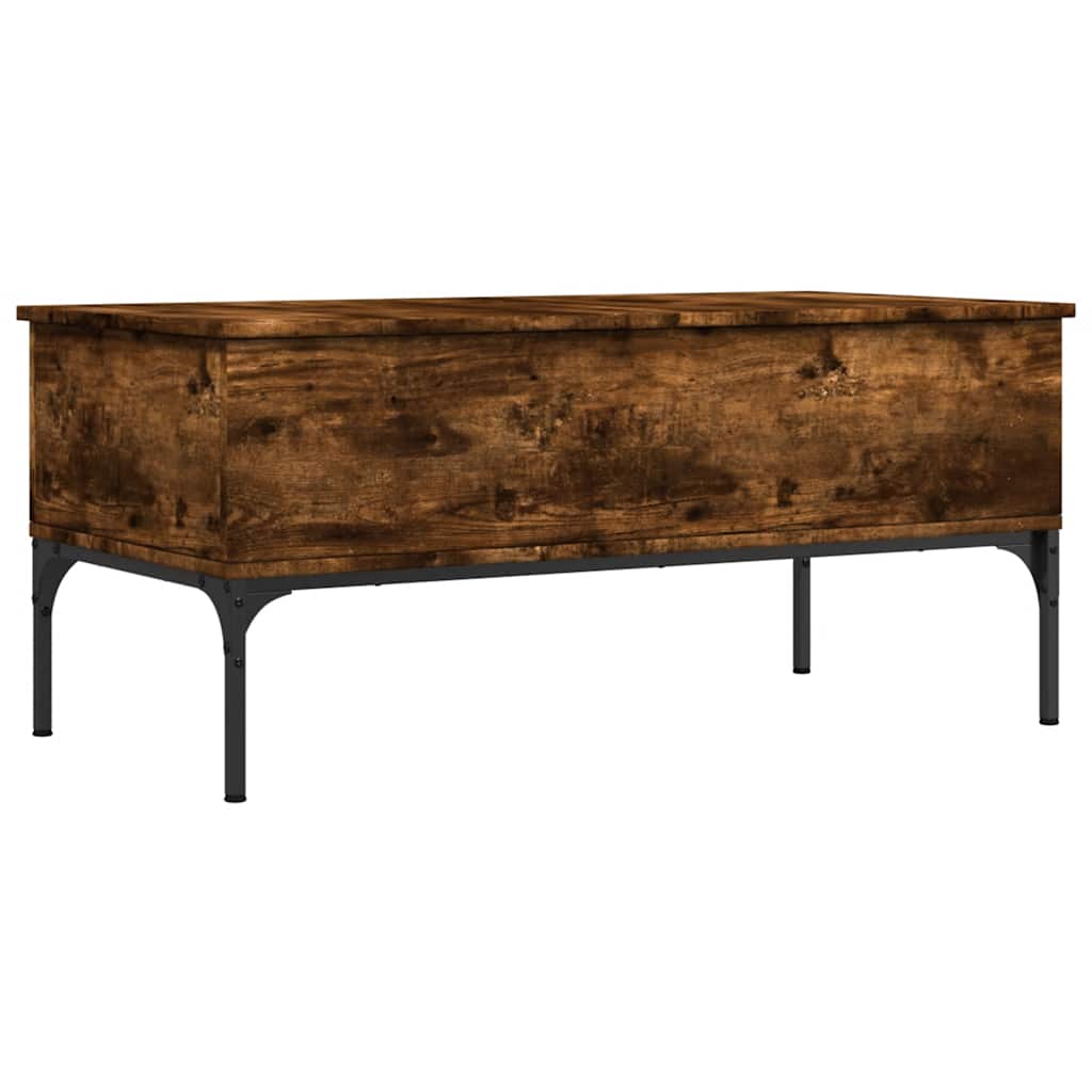 Table basse chêne fumé 100x50x45 cm bois d'ingénierie et métal - XIOS