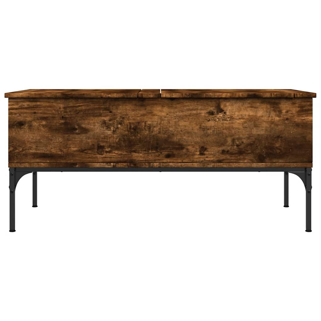 Table basse chêne fumé 100x50x45 cm bois d'ingénierie et métal - XIOS