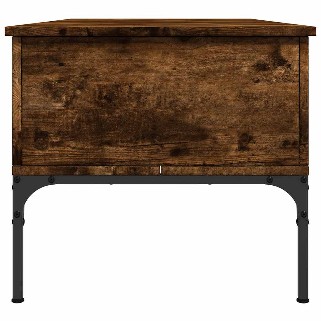 Table basse chêne fumé 100x50x45 cm bois d'ingénierie et métal - XIOS