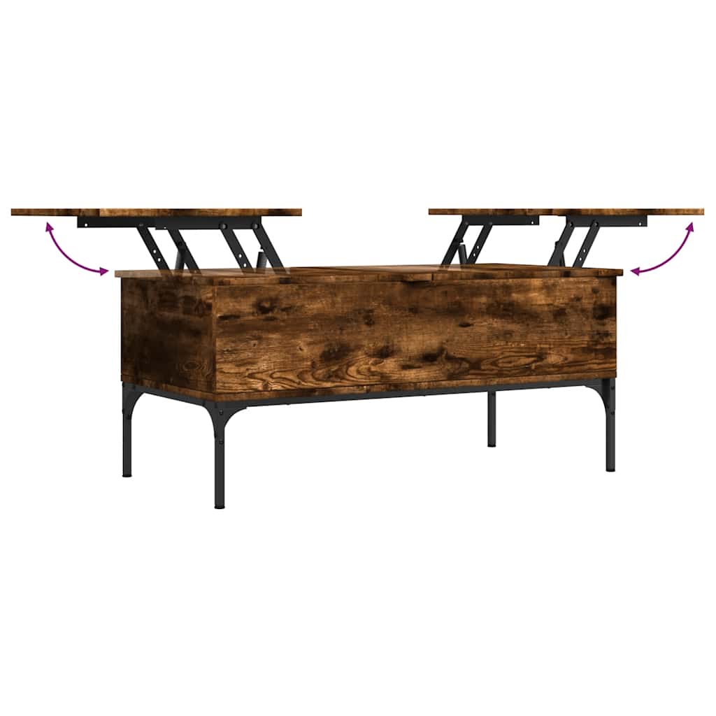 Table basse chêne fumé 100x50x45 cm bois d'ingénierie et métal - XIOS
