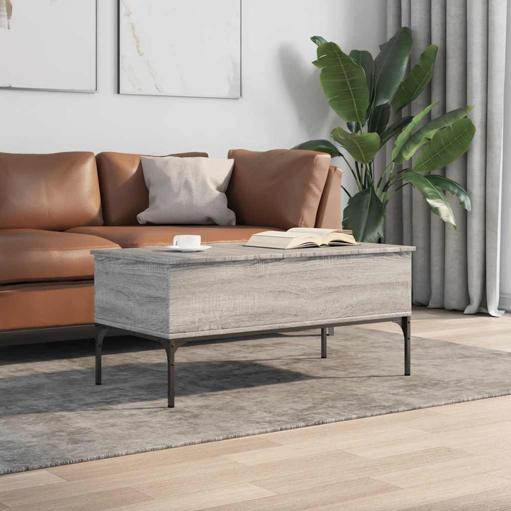 Table basse sonoma gris 100x50x45 cm bois d'ingénierie et métal - XIOS