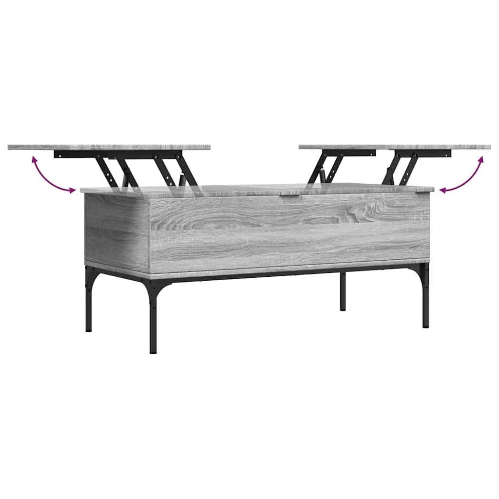 Table basse sonoma gris 100x50x45 cm bois d'ingénierie et métal - XIOS