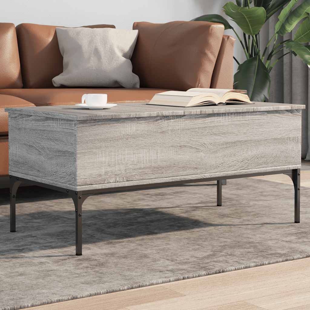 Table basse sonoma gris 100x50x45 cm bois d'ingénierie et métal - XIOS