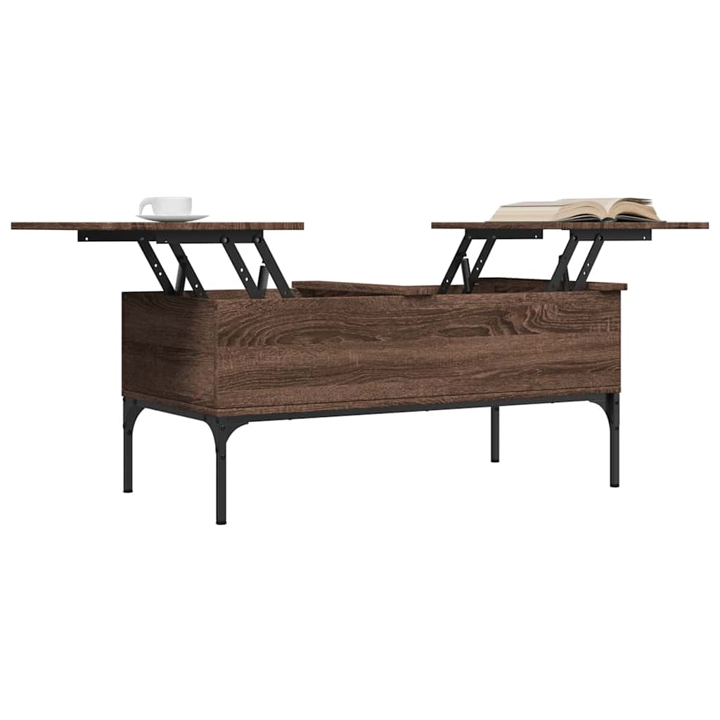 Table basse chêne marron 100x50x45cm bois d'ingénierie et métal - XIOS