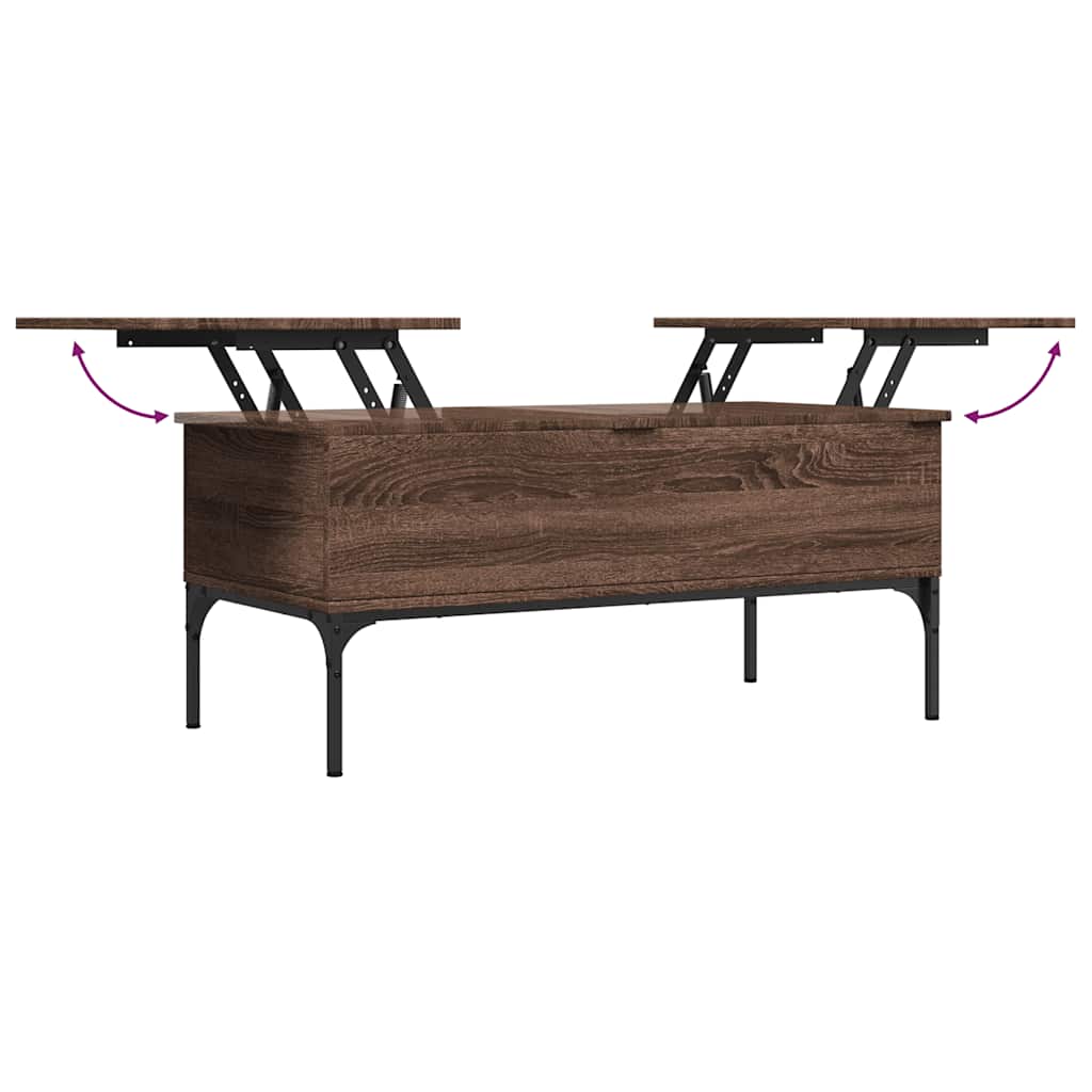 Table basse chêne marron 100x50x45cm bois d'ingénierie et métal - XIOS