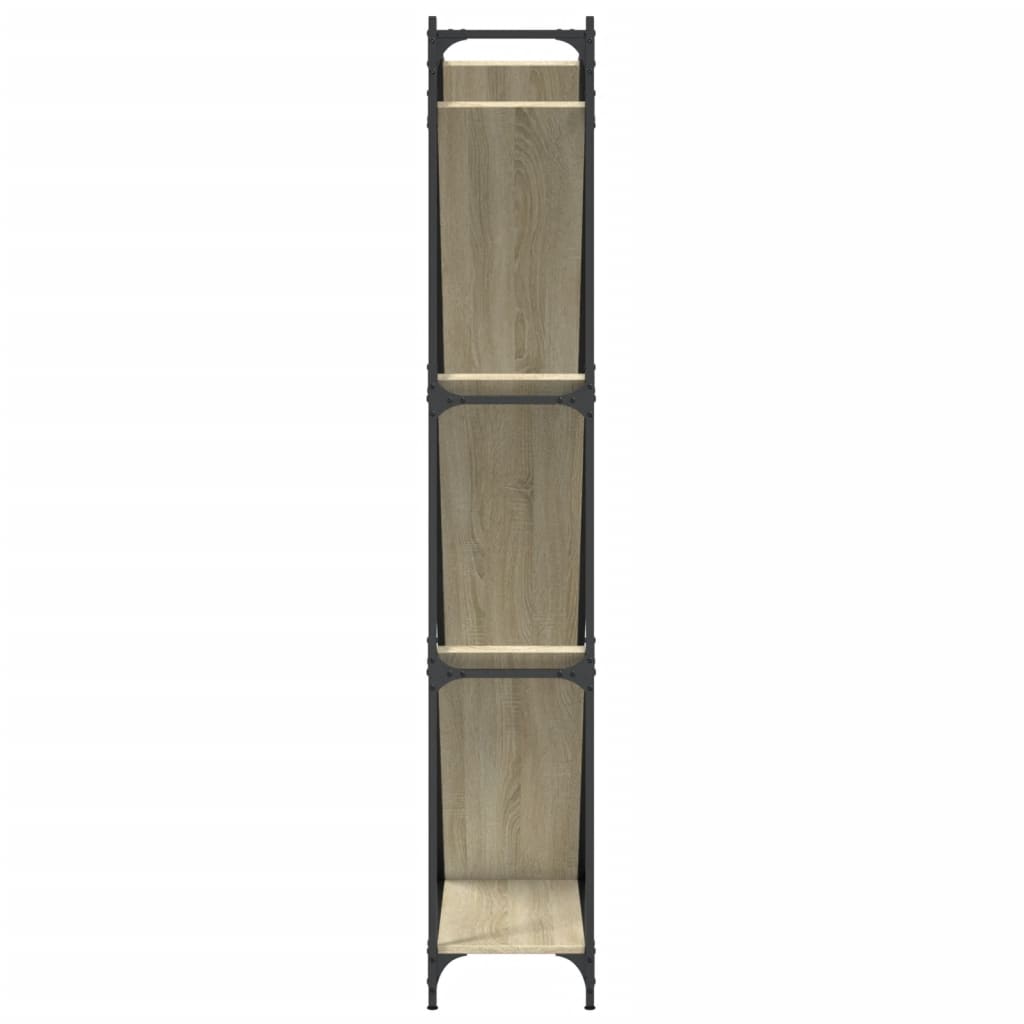 Bibliothèque chêne sonoma 79x30x180 cm bois ingénierie et métal - XIOS