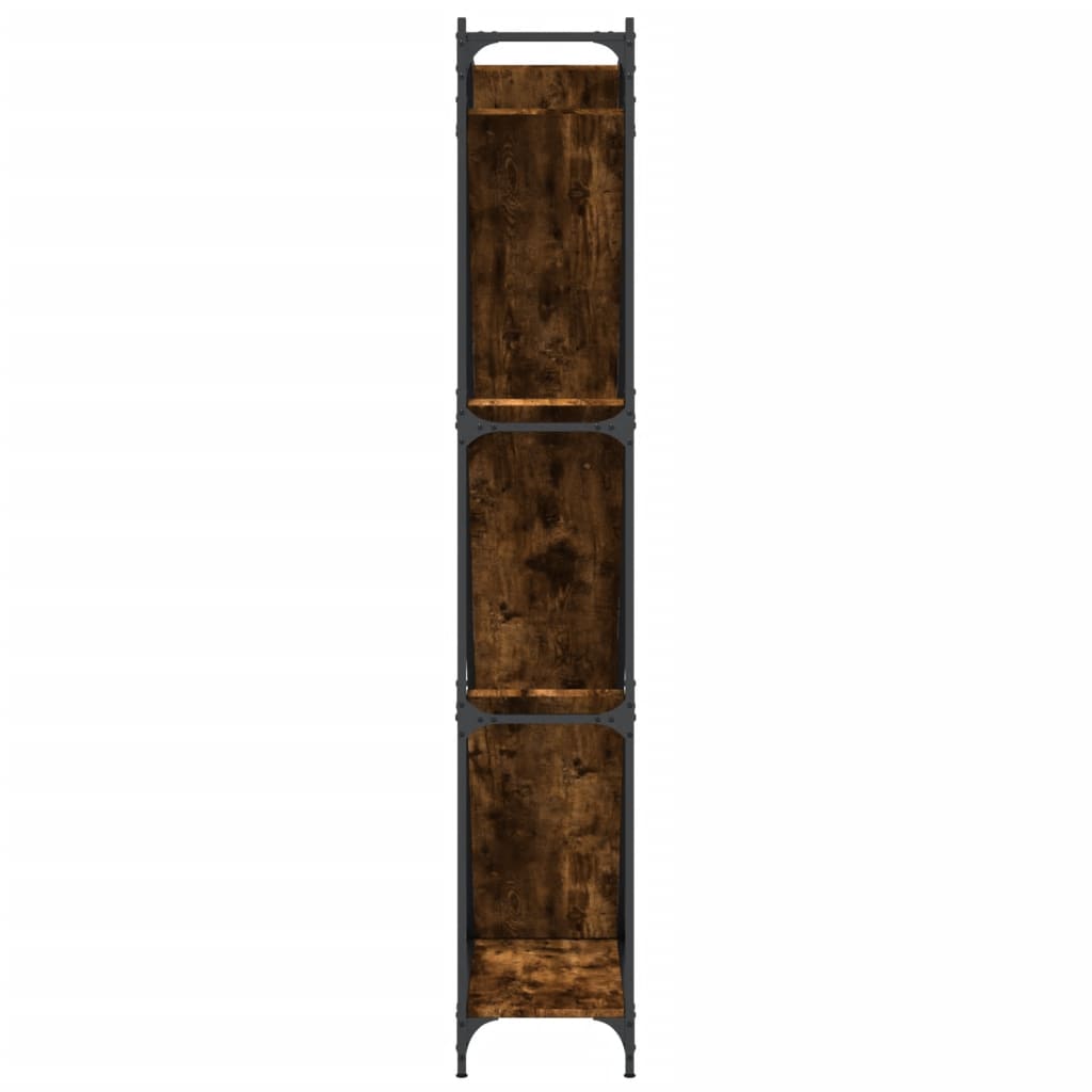 Bibliothèque chêne fumé 79x30x180 cm bois d'ingénierie et métal - XIOS
