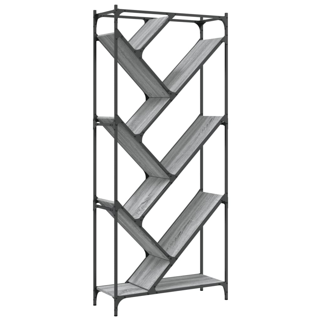 Bibliothèque sonoma gris 79x30x180 cm bois ingénierie et métal - XIOS
