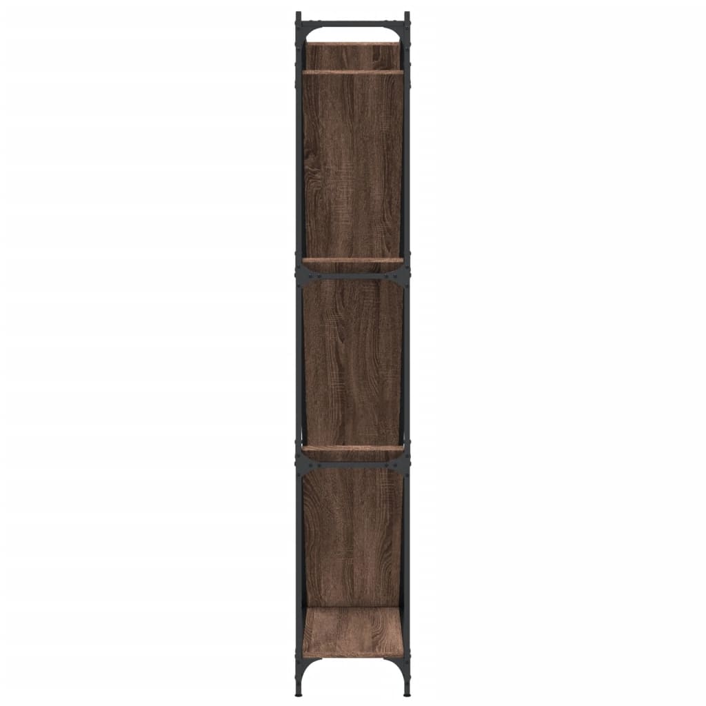 Bibliothèque chêne marron 79x30x180 cm bois ingénierie et métal - XIOS