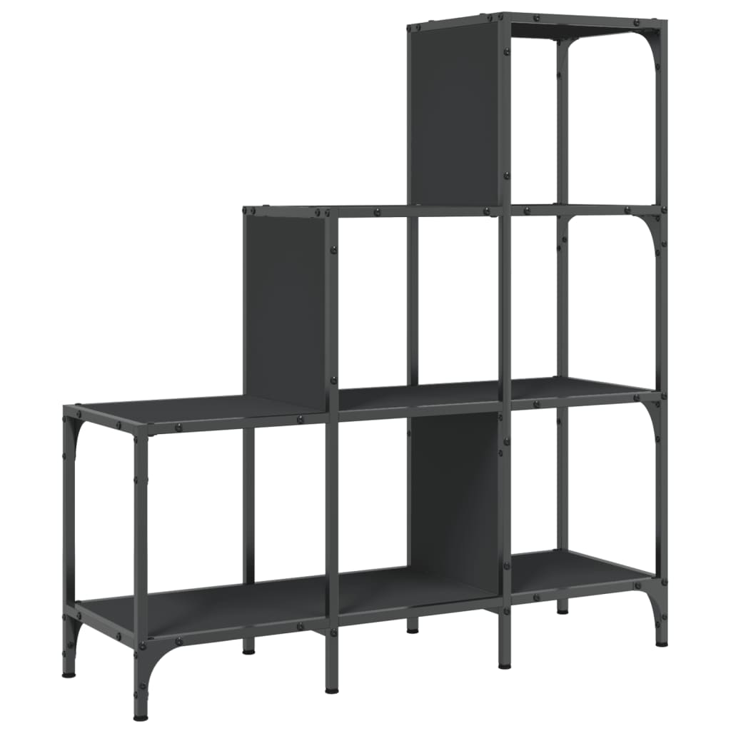 Bibliothèque noir 92x30x102 cm bois d'ingénierie et métal - XIOS