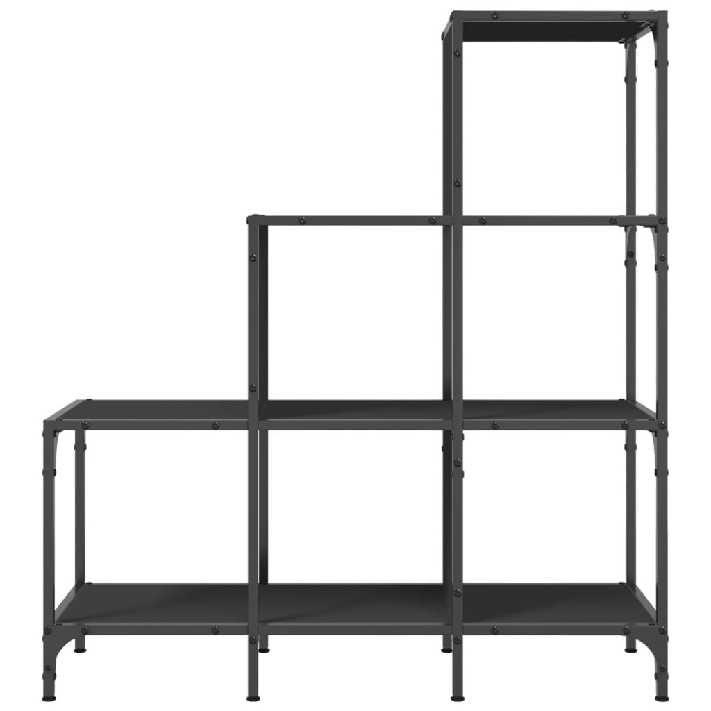 Bibliothèque noir 92x30x102 cm bois d'ingénierie et métal - XIOS