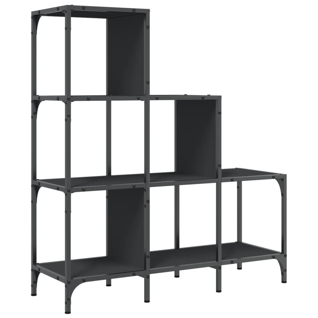 Bibliothèque noir 92x30x102 cm bois d'ingénierie et métal - XIOS