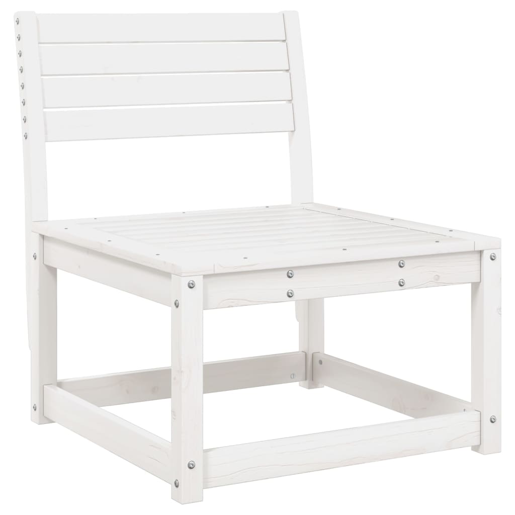 Salon de jardin 7 pcs Blanc Bois de pin massif