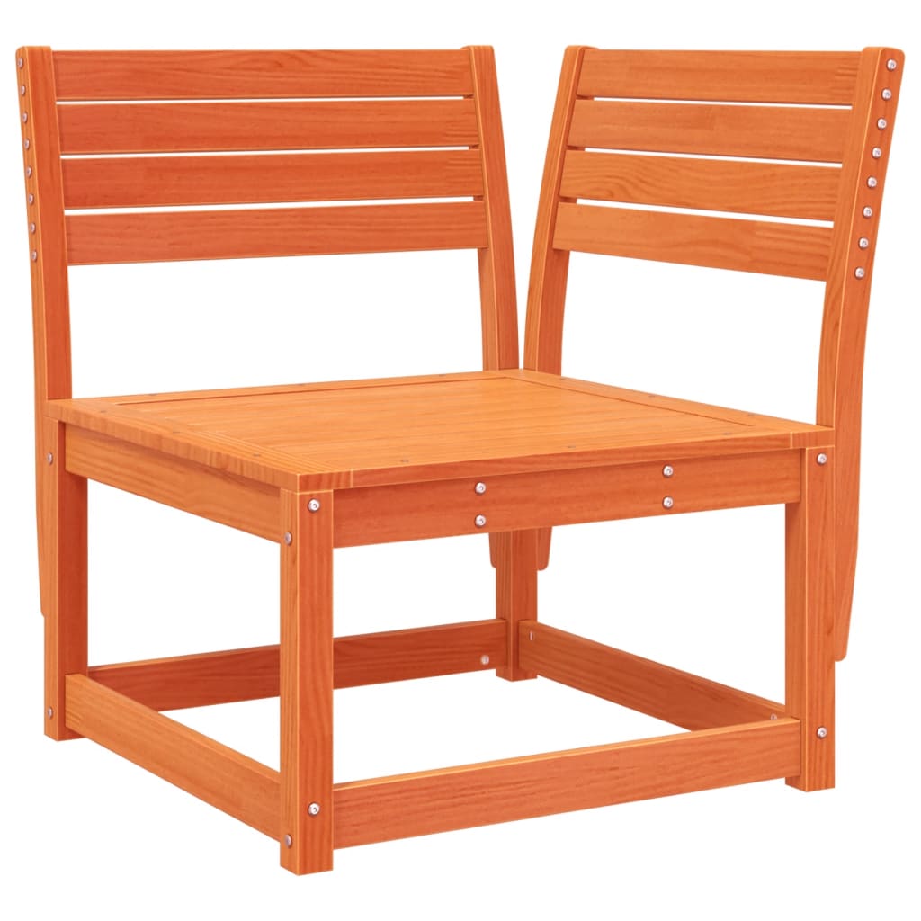 Salon de jardin 3 pcs cire marron bois de pin massif