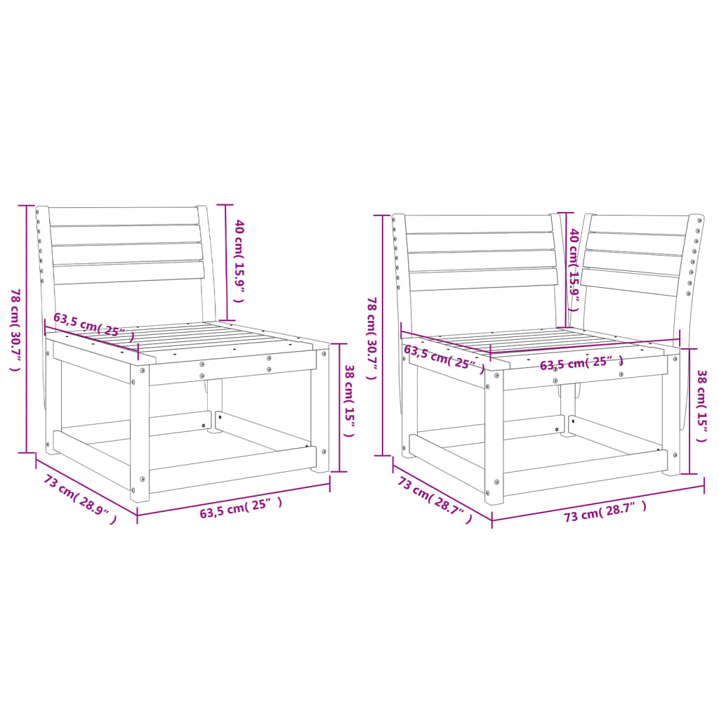 Salon de jardin 6 pcs blanc bois de pin massif