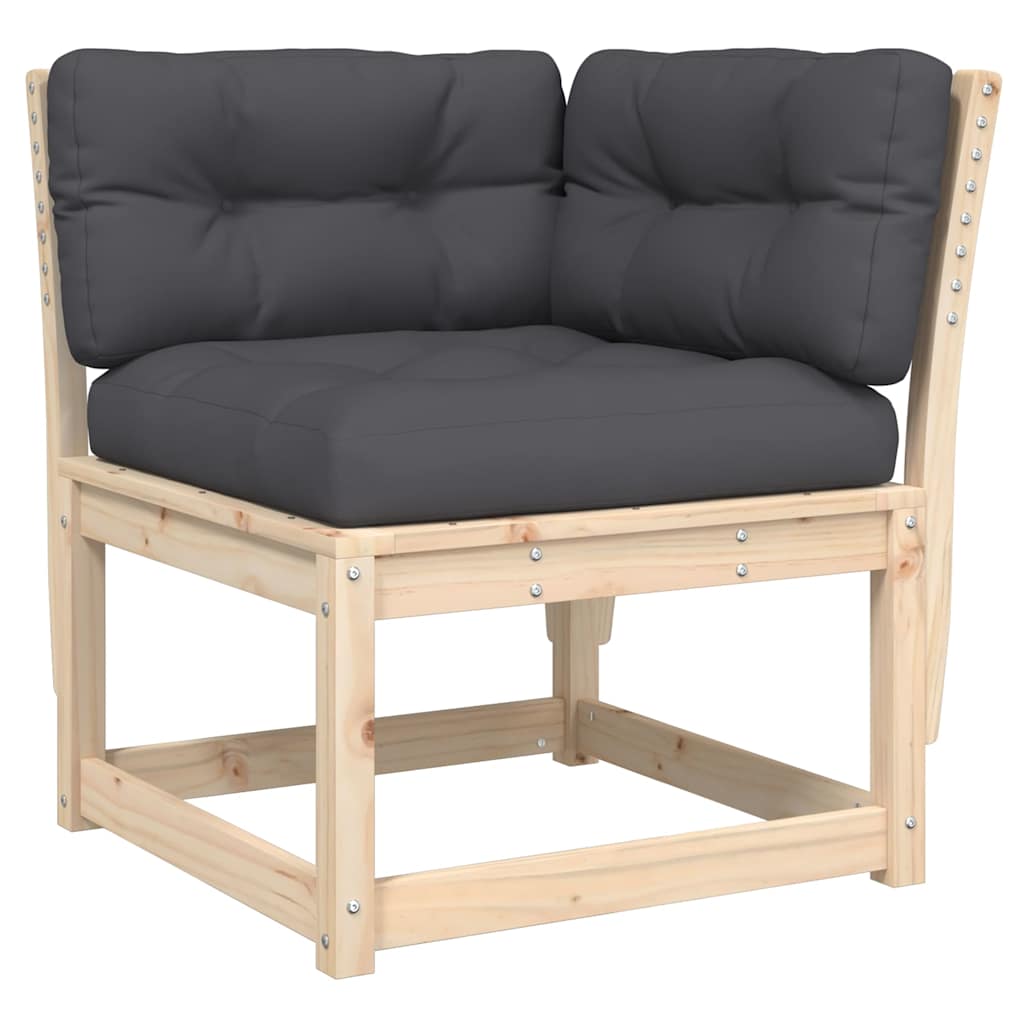 Salon de jardin 6 pcs avec coussins bois de pin massif