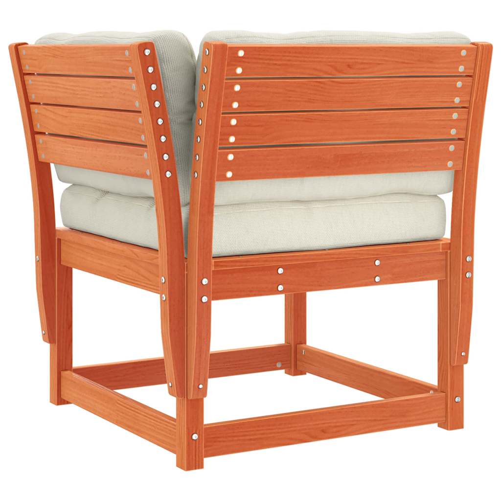 Salon de jardin 6 pcs avec coussins cire marron bois pin massif