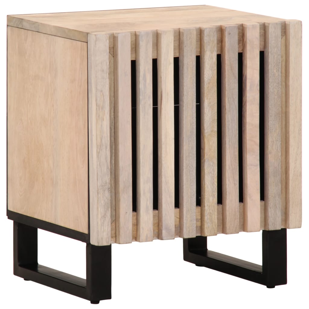 Table de chevet 40x34x46 cm bois de manguier massif blanchi - XIOS
