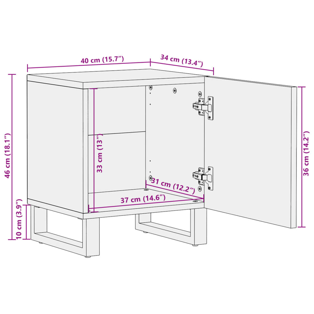 Tables de chevet 2 pcs 40x34x46 cm bois massif de récupération - XIOS