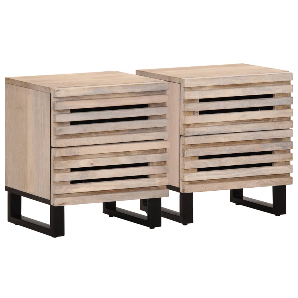 Tables de chevet 2 pcs 40x34x46 cm bois manguier massif blanchi - XIOS