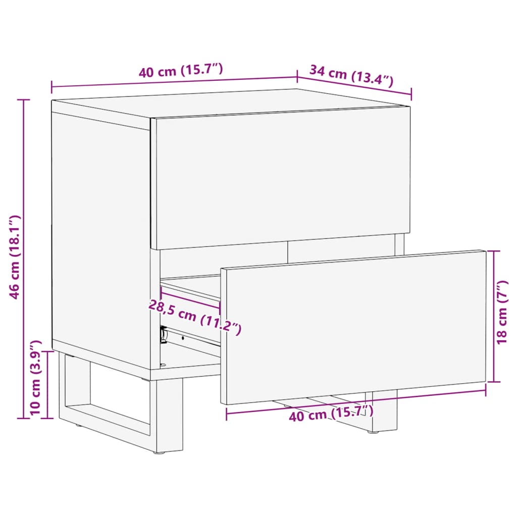 Tables de chevet 2 pcs 40x34x46 cm bois massif de récupération - XIOS