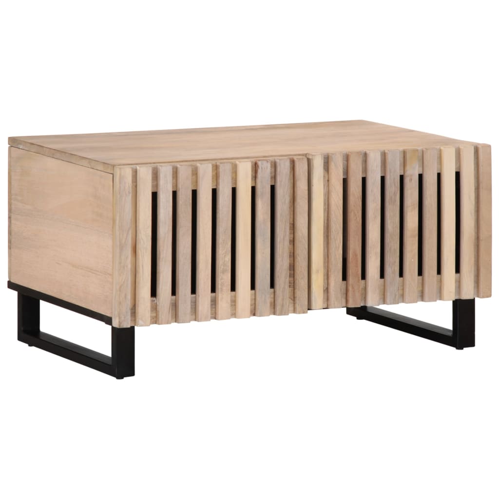 Table basse blanc 80x51x40 cm bois de manguier massif - XIOS