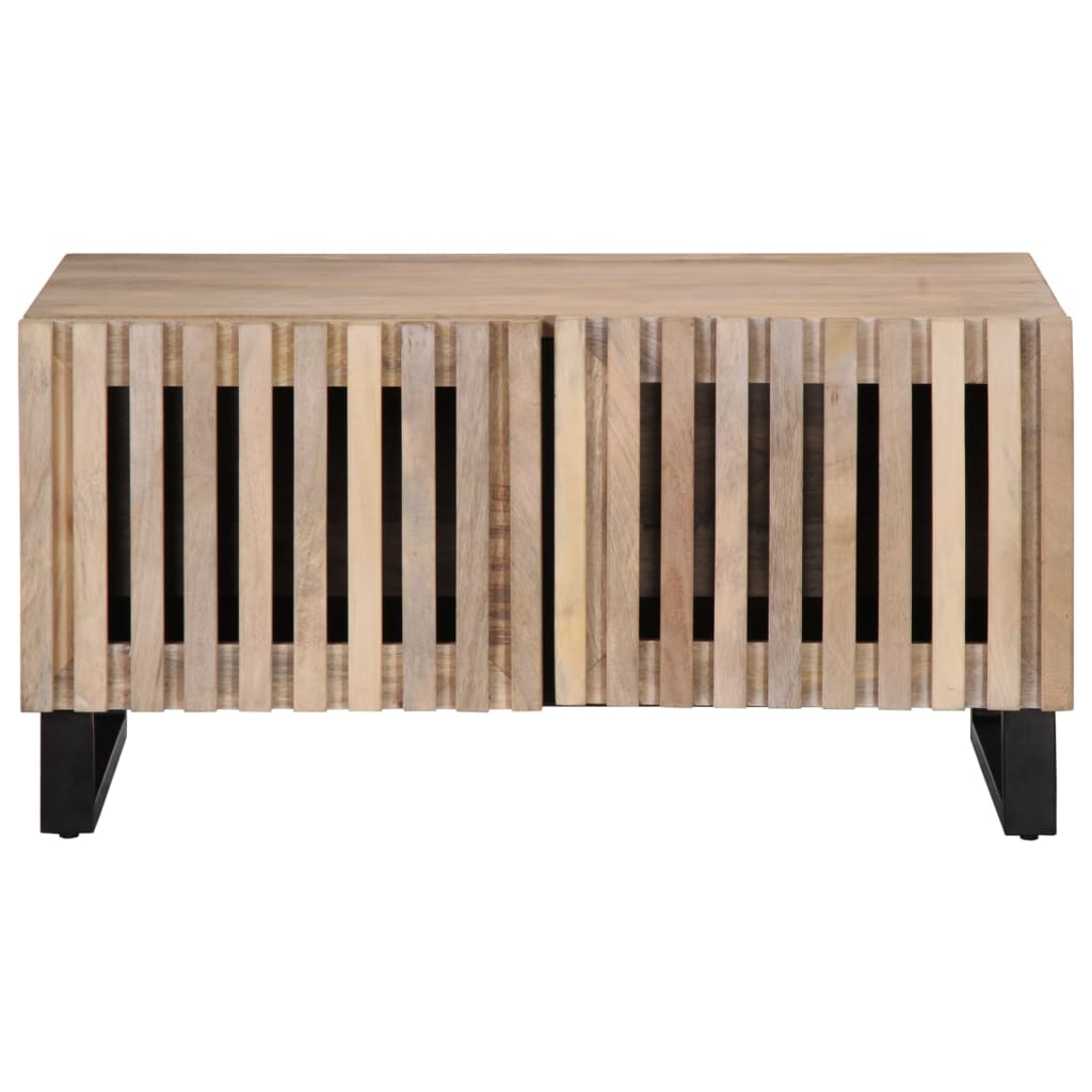 Table basse blanc 80x51x40 cm bois de manguier massif - XIOS