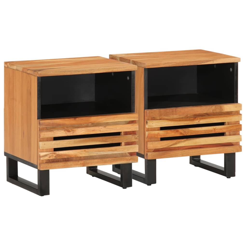 Tables de chevet 2 pcs 40x34x46 cm bois d'acacia massif - XIOS