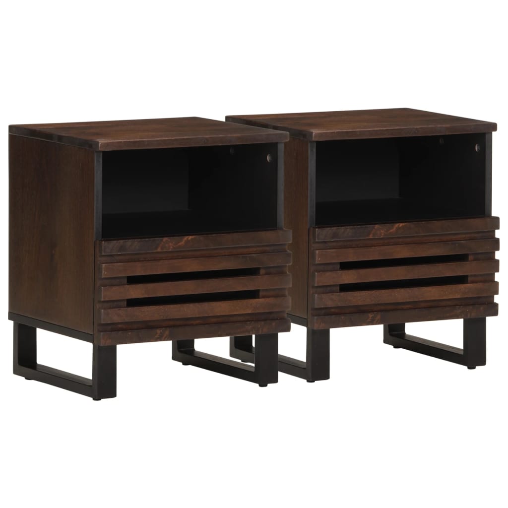 Tables de chevet 2 pcs 40x34x46 cm bois de manguier massif - XIOS