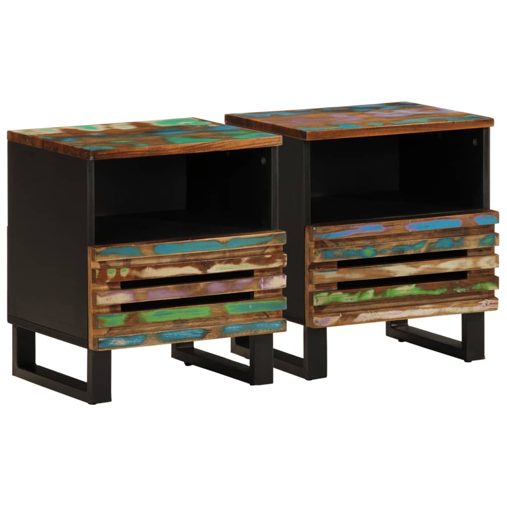 Tables de chevet 2 pcs 40x34x46 cm bois massif de récupération - XIOS