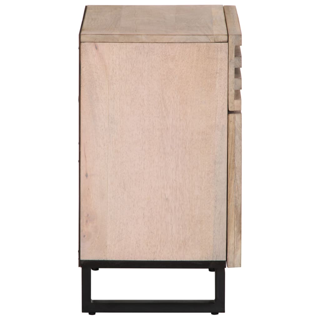 Table de chevet blanc 50x34x60 cm bois de manguier massif - XIOS