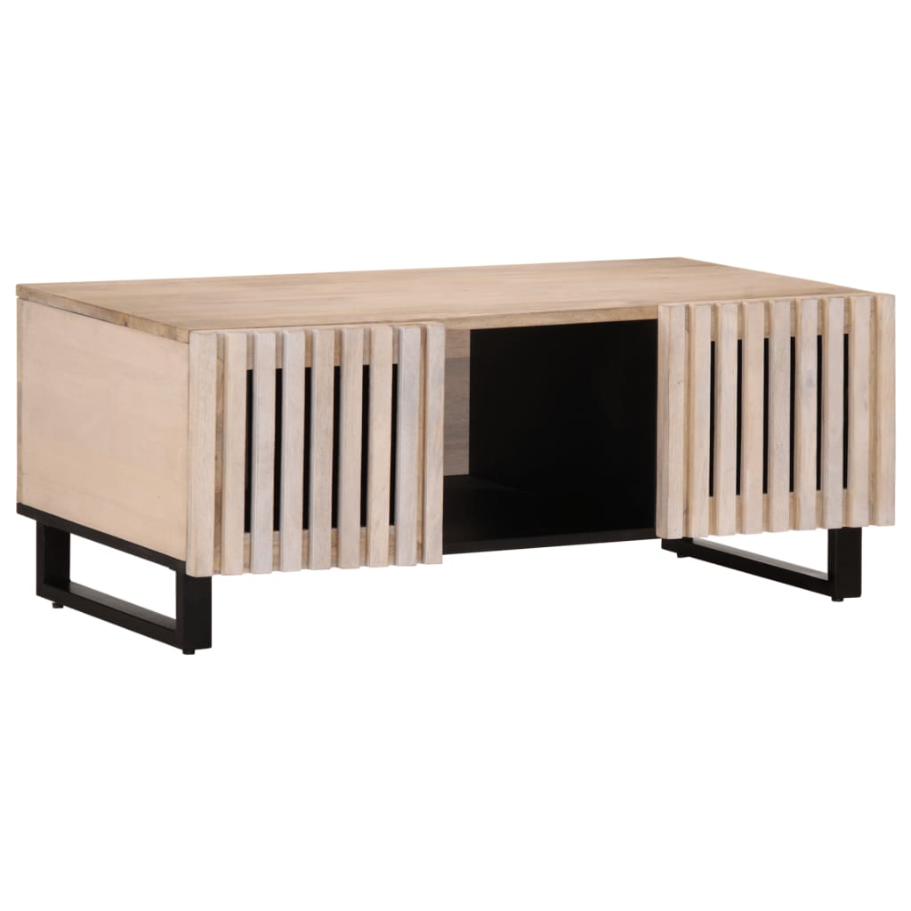 Table basse blanc 100x55x40 cm bois de manguier massif - XIOS