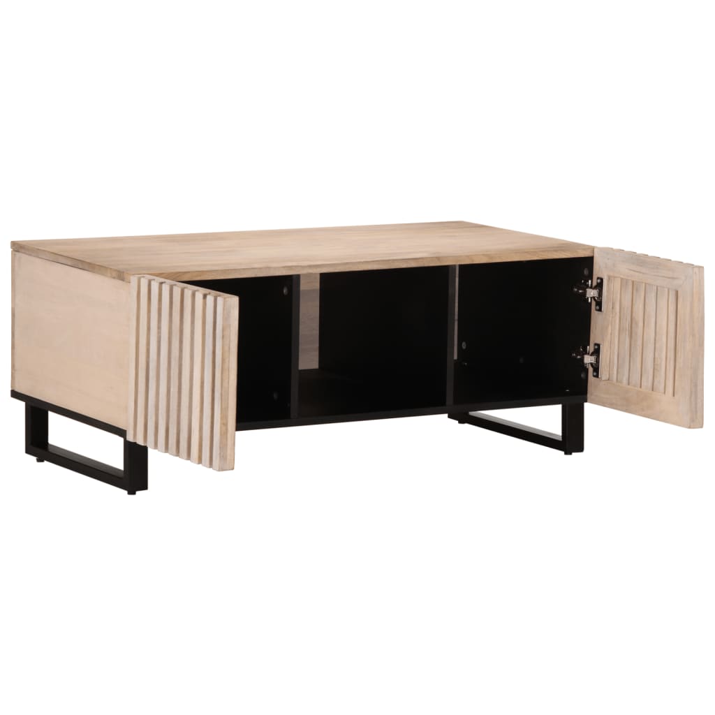 Table basse blanc 100x55x40 cm bois de manguier massif - XIOS