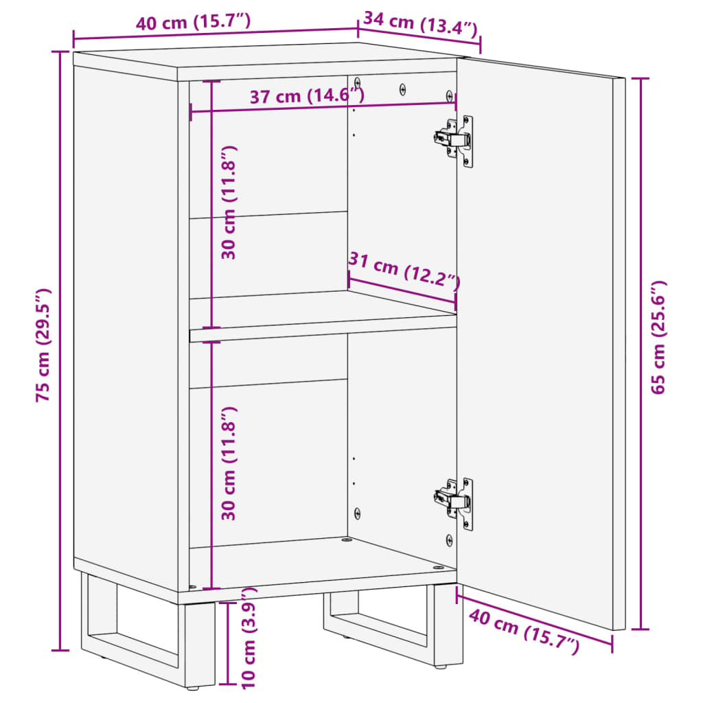 Buffet 40x34x75 cm bois d'acacia massif