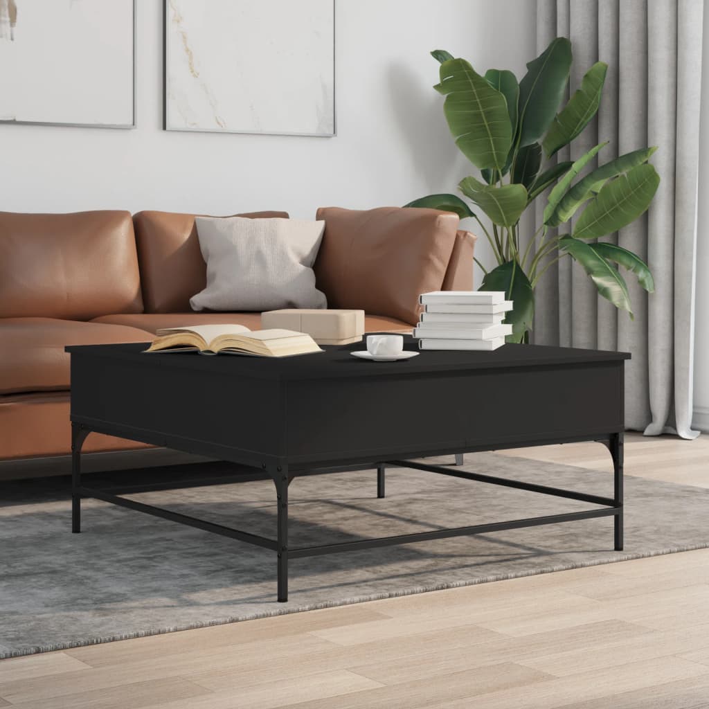 Table basse noir 95x95x45 cm bois d'ingénierie et métal - XIOS