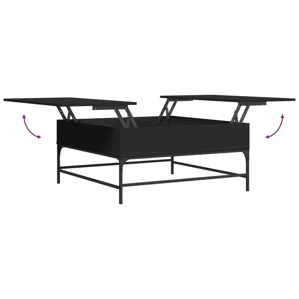 Table basse noir 95x95x45 cm bois d'ingénierie et métal - XIOS