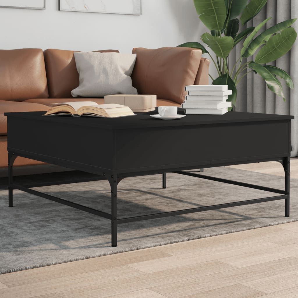 Table basse noir 95x95x45 cm bois d'ingénierie et métal - XIOS