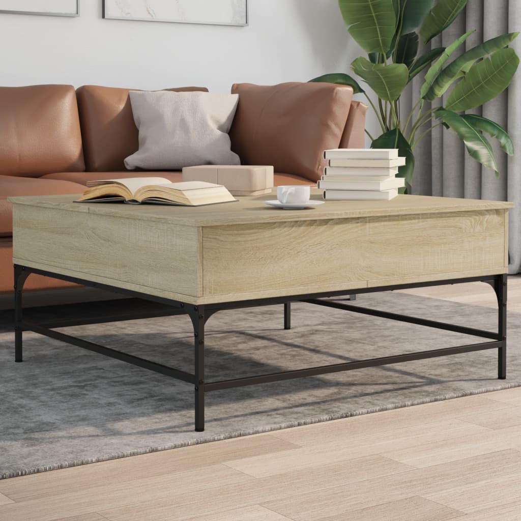 Table basse chêne sonoma 95x95x45 cm bois d'ingénierie et métal - XIOS
