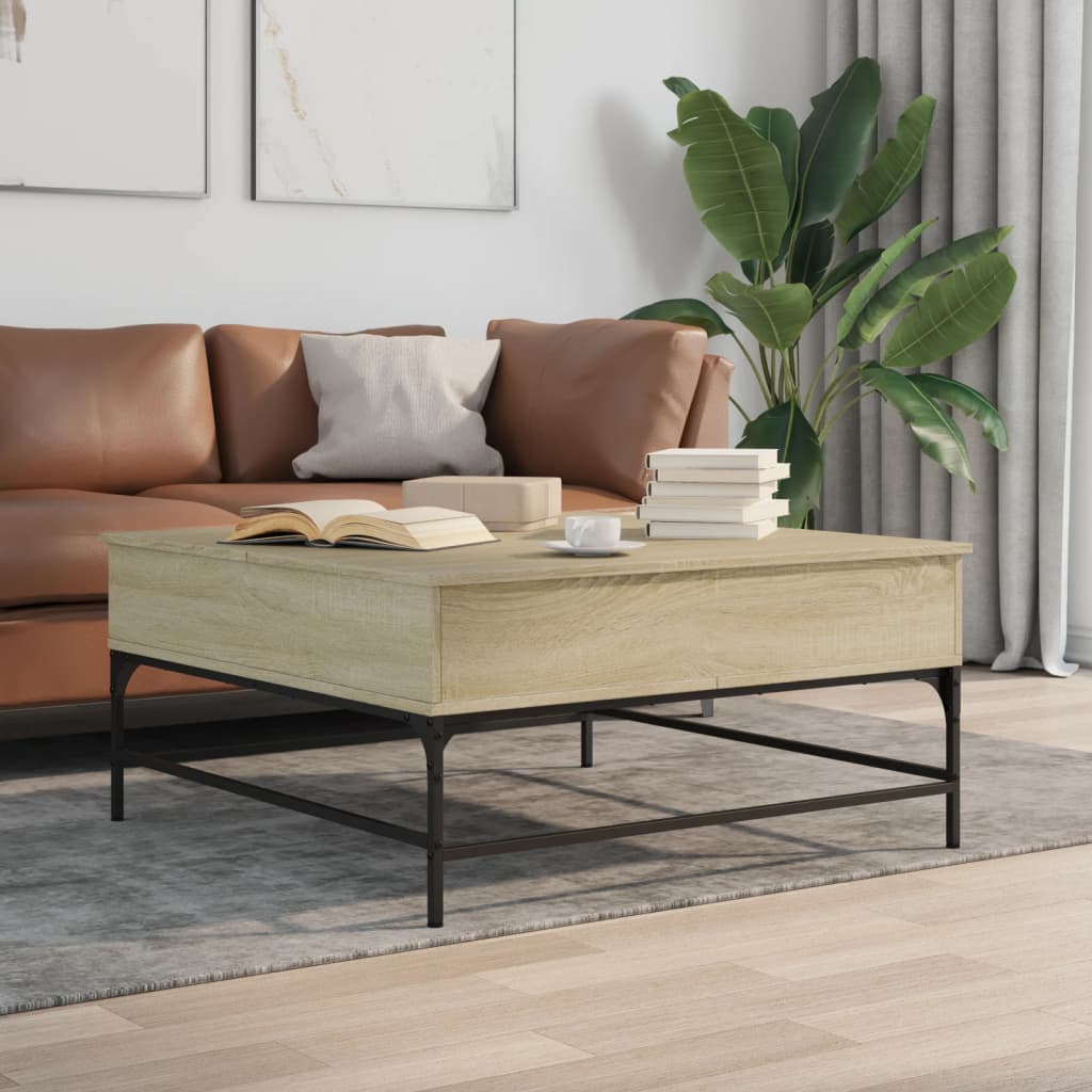 Table basse chêne sonoma 95x95x45 cm bois d'ingénierie et métal - XIOS